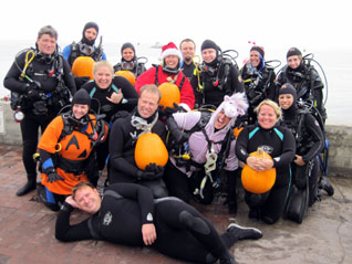 Divers Return for Underwater Pumpkin Carving