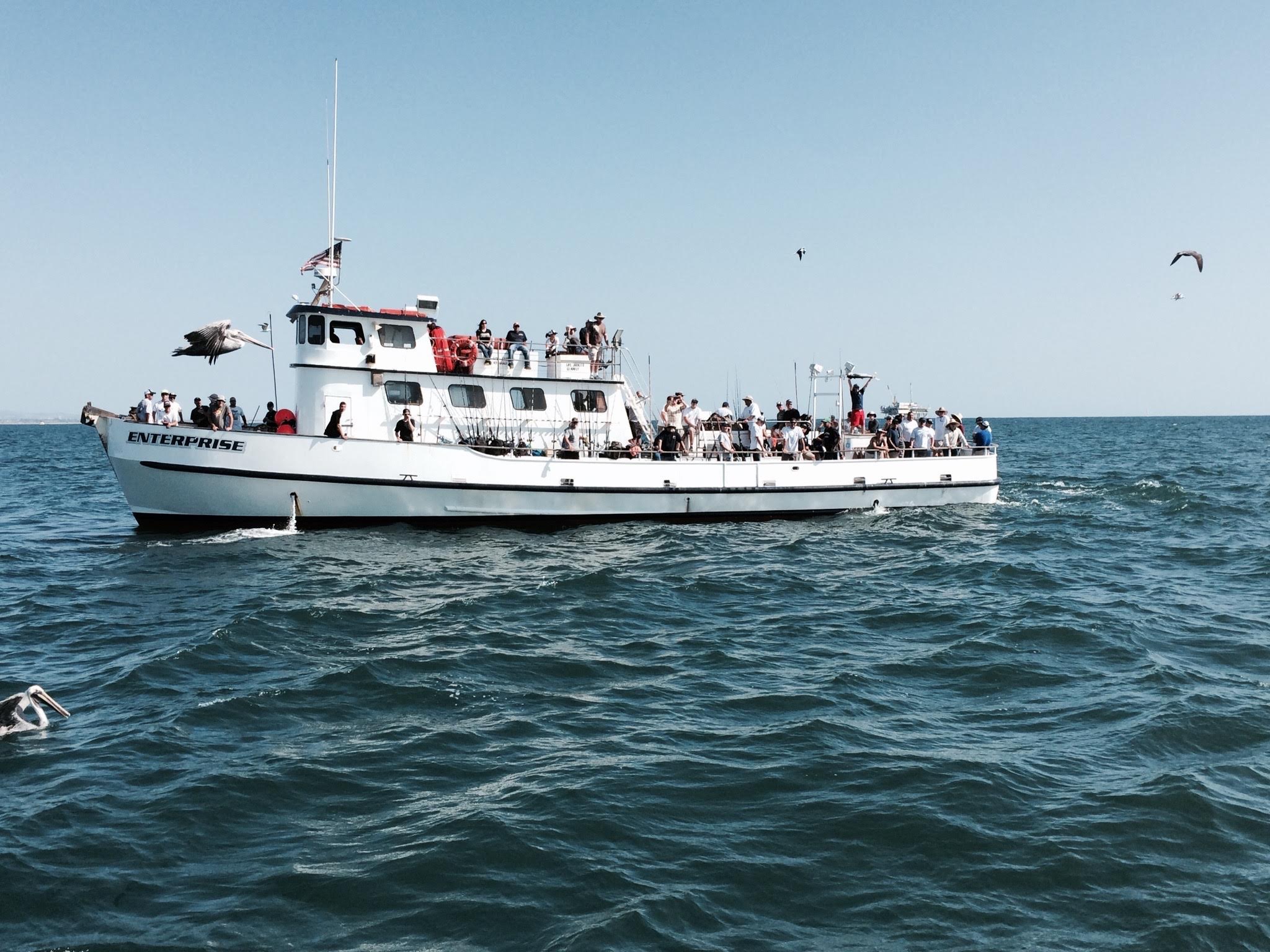 Anglers aboard charter boat for fishing tournament