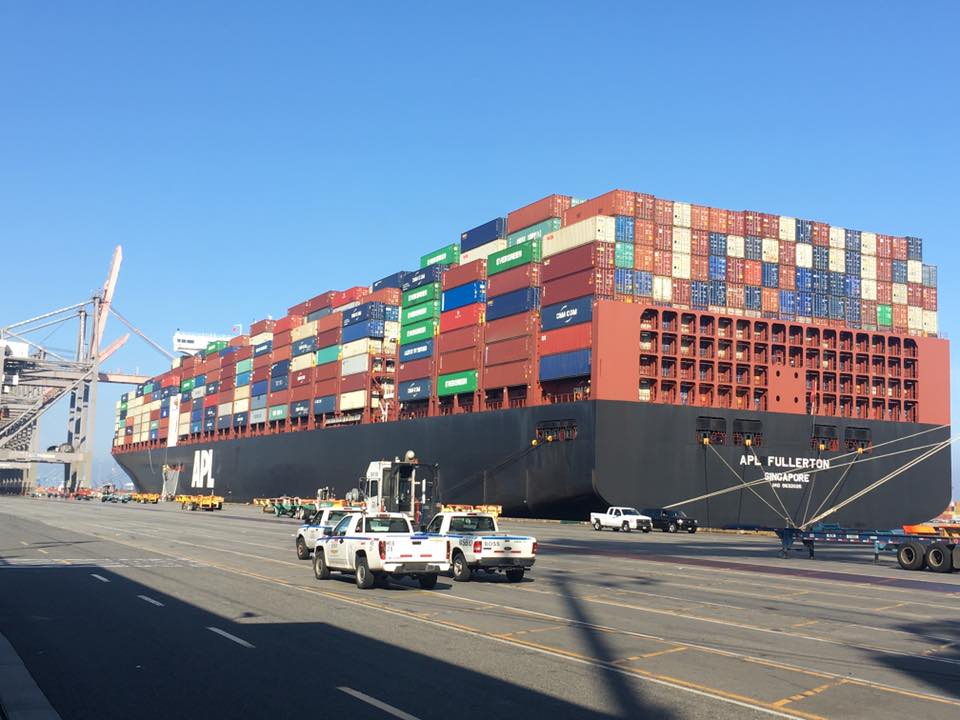 cargo ship in the port of long beach